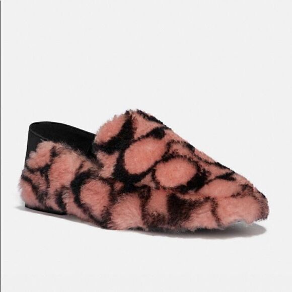 8 COACH HOLLY Smoking Slipper/Loafer Plush Shearling & Leather. Authentic NiB - Picture 1 of 16